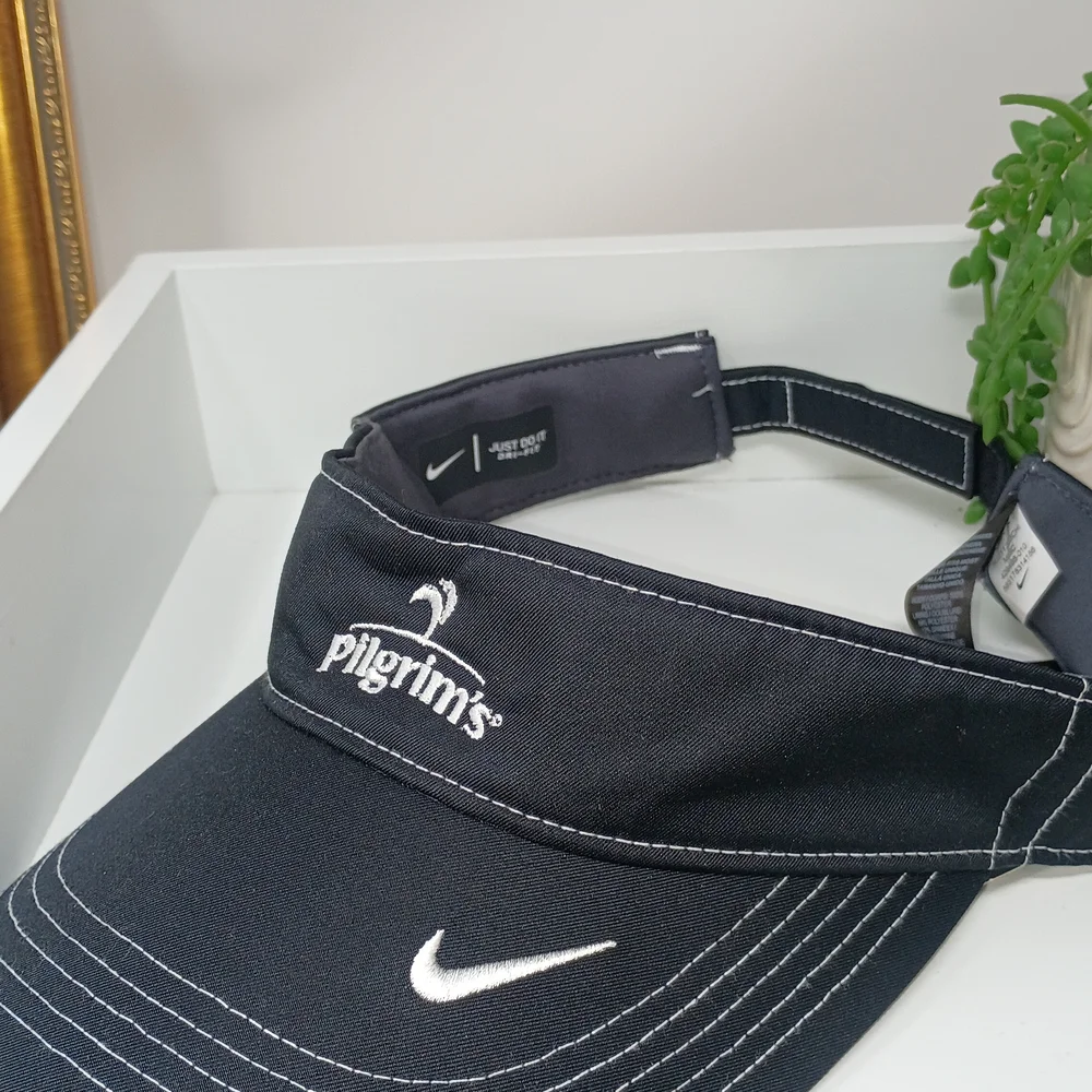 Nike Pilgrim's Black Adjustable Golf Visor Embroidered Swoosh Hat